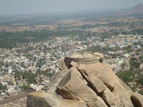 View of the city and bastion from Madhugiri Hills / Madhugiri Betta